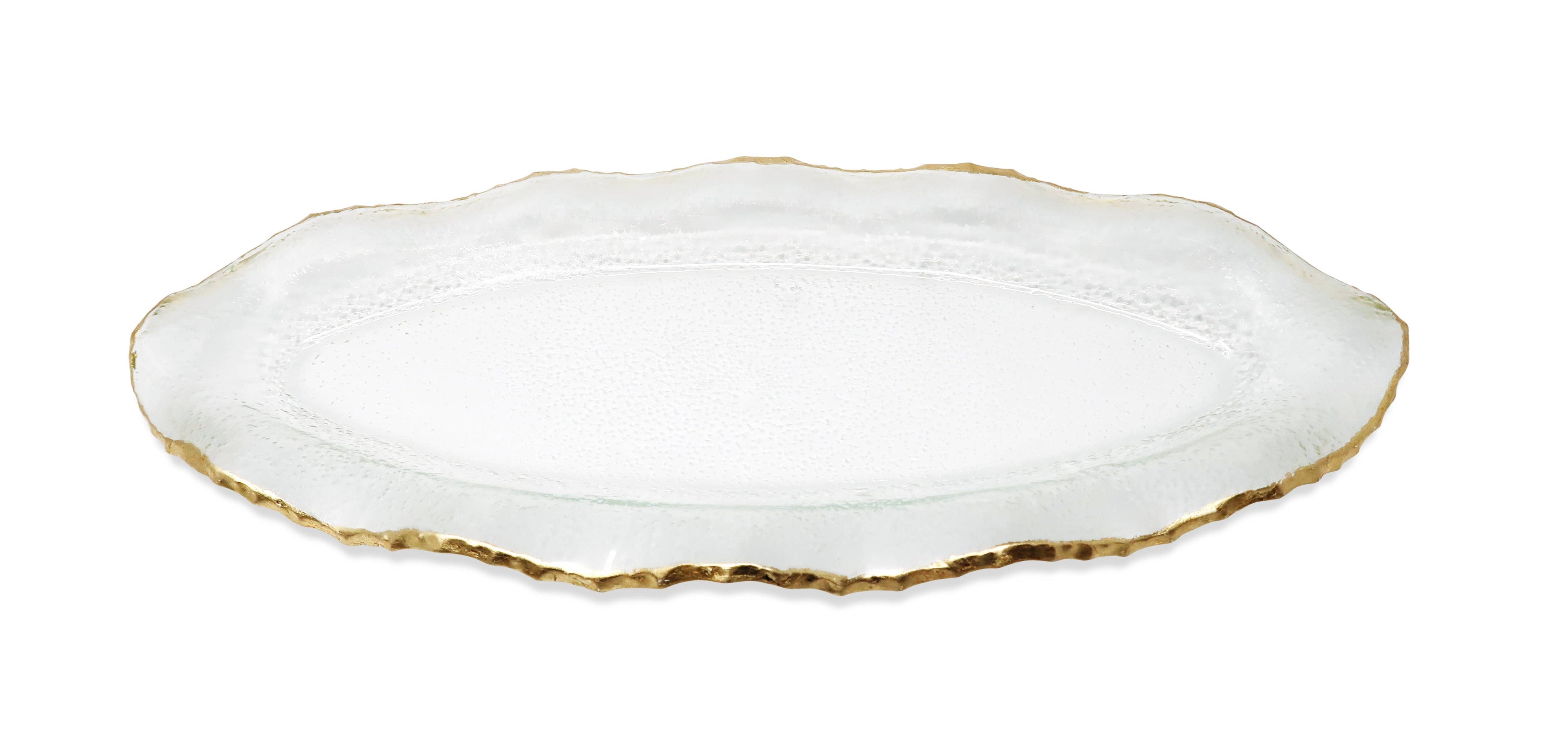Glass Plate with Gold Scalloped Rim