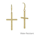 Water Resistant Hammered Gold 1.25" Cross Earring