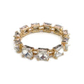 Clear Crystal Square and Gold Stretch Bracelet