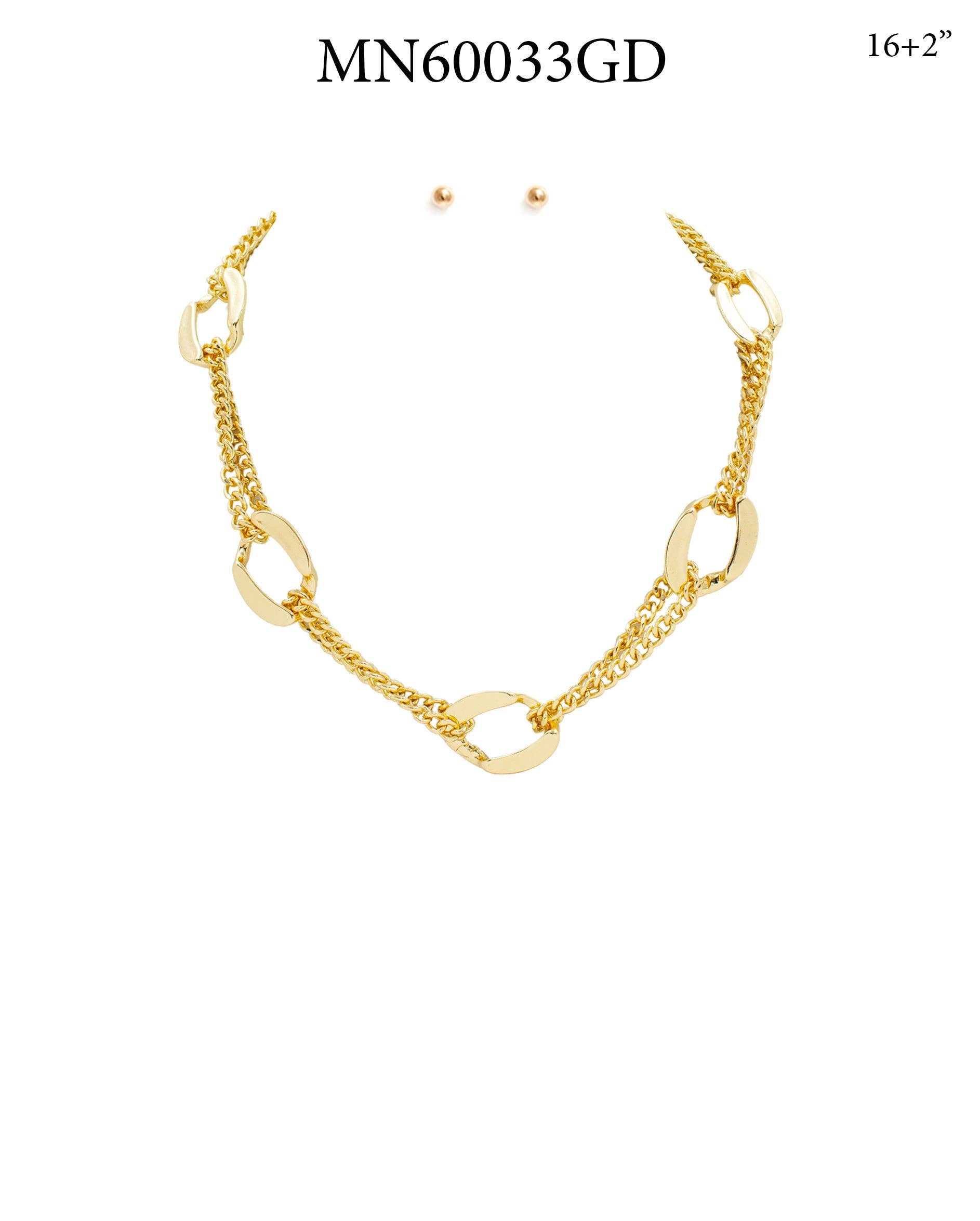 Open Gold Circle with Chain 16"-18" Necklace