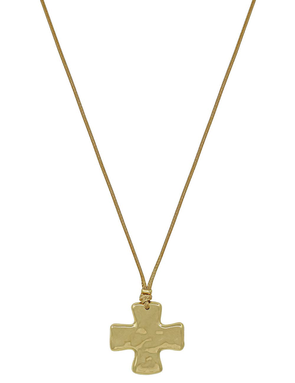 Brown Cord Necklace with 1.5" Cross Charm