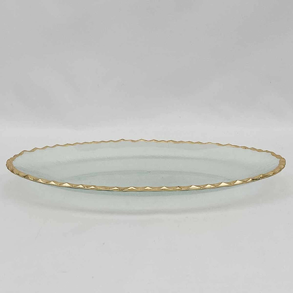 Cordova Oval Serving Tray   Clear/Gold   14x8.5