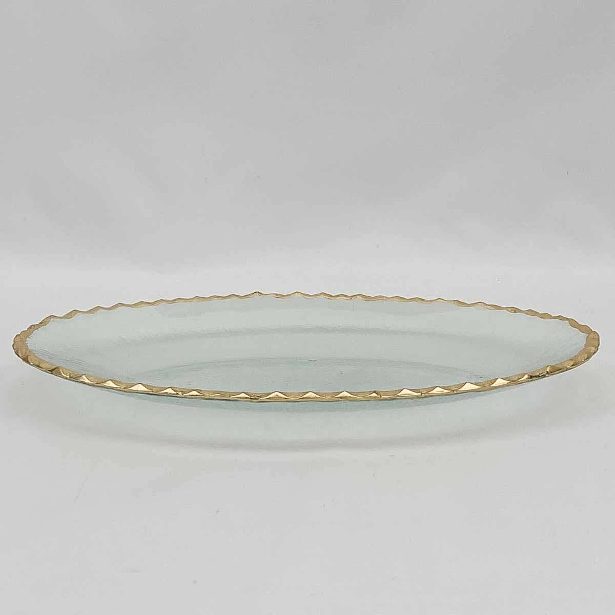 Cordova Oval Serving Tray   Clear/Gold   14x8.5