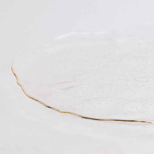Bordeaux Glass Serving Platter    Clear/Gold   13"