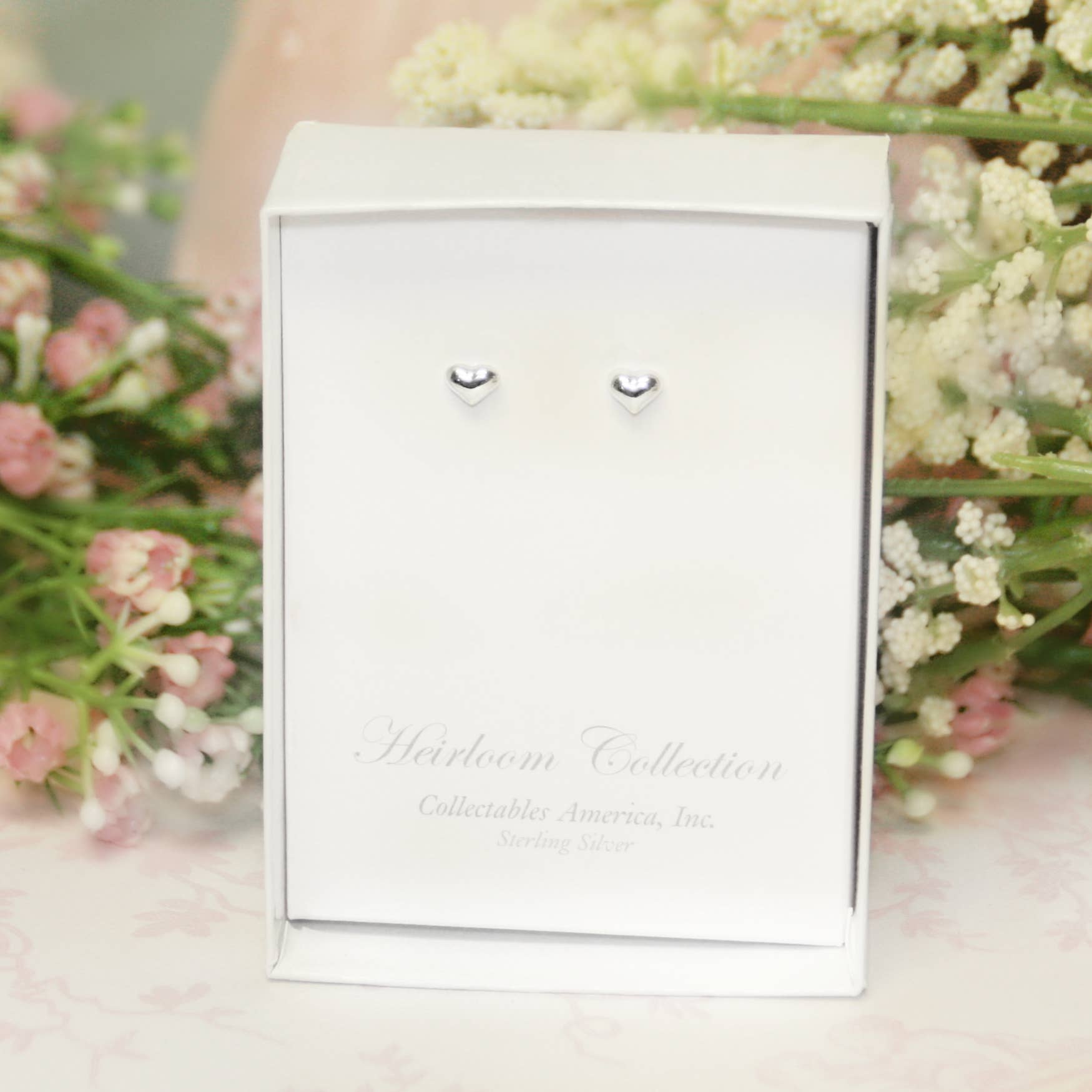 Sterling Silver Tiny Puff Heart Earrings  STG-279