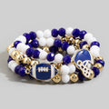 Enamel Football Charm Crystal Bead Bracelet