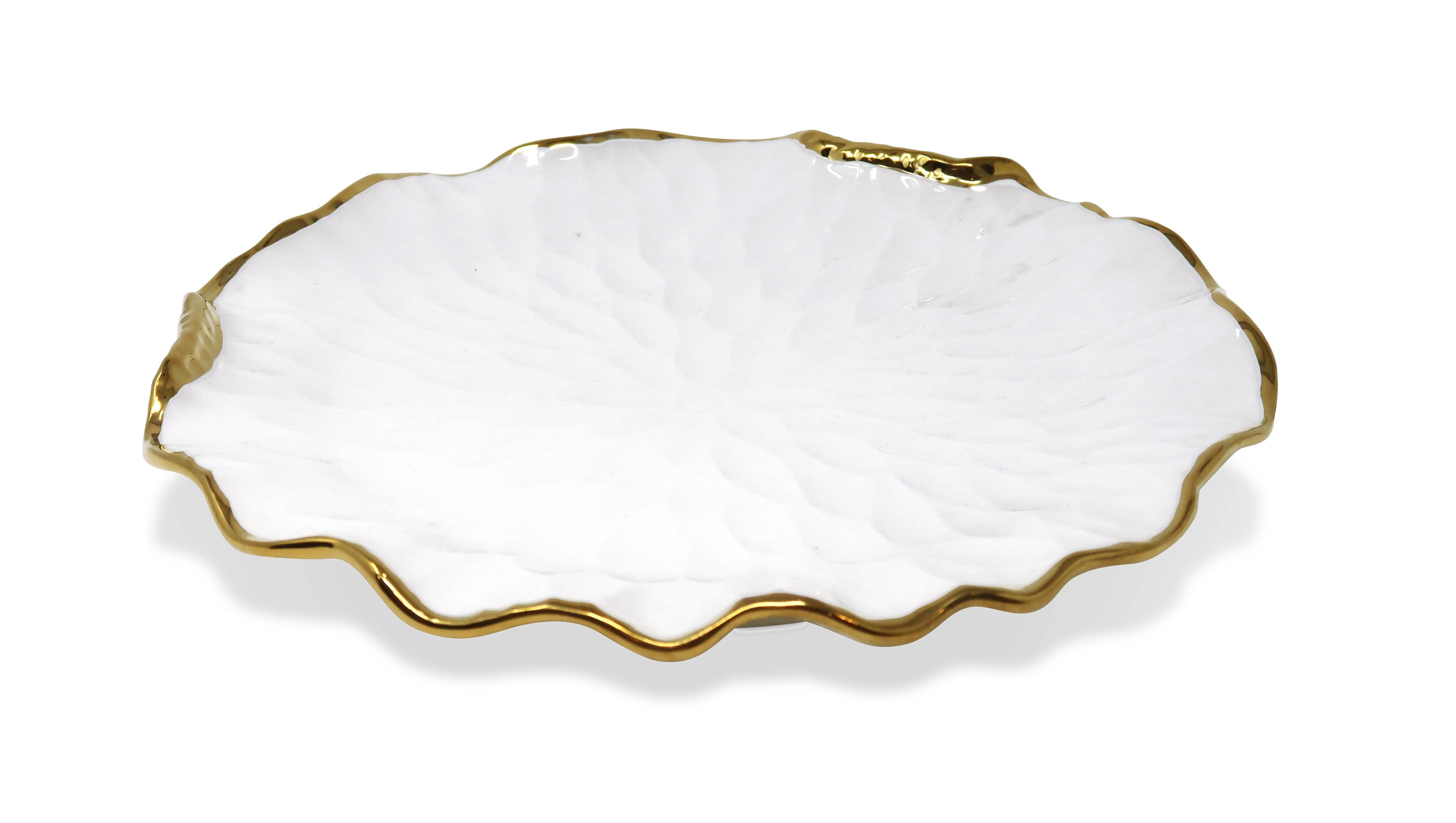 Dinner Plates New Bone China with Gold Scalloped Edge