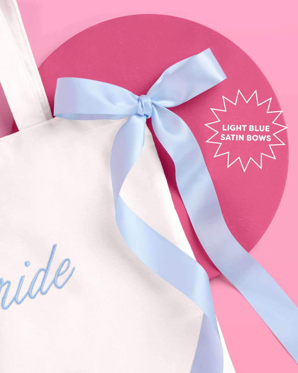Bride Canvas Tote Bag | White, Blue Bow, Bachelorette, Bride