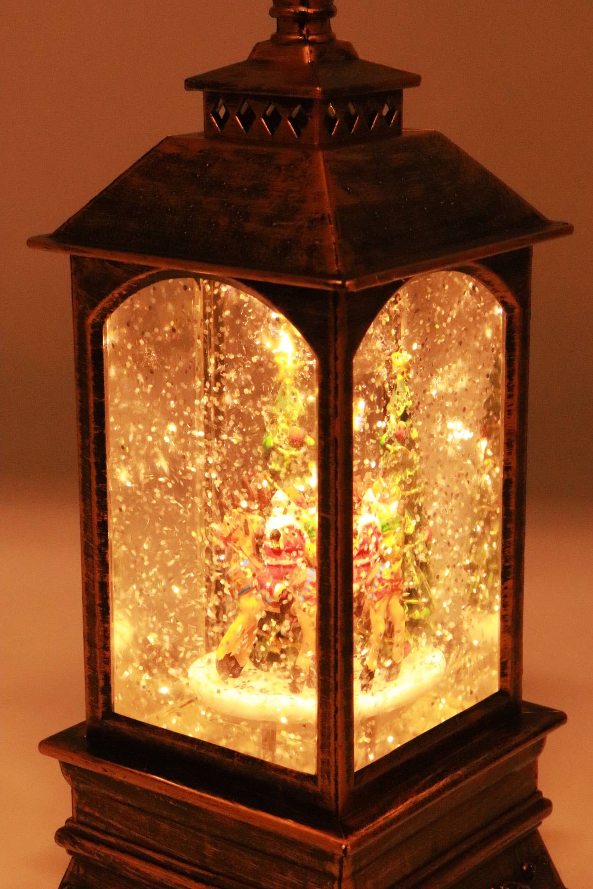 Vintage Christmas Glittering Music Led Lantern - Steady