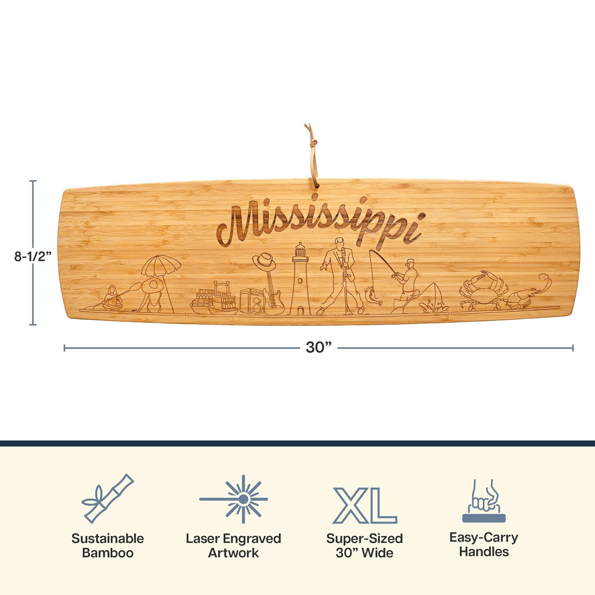 Mississippi State Charcuterie Board, 30" Long