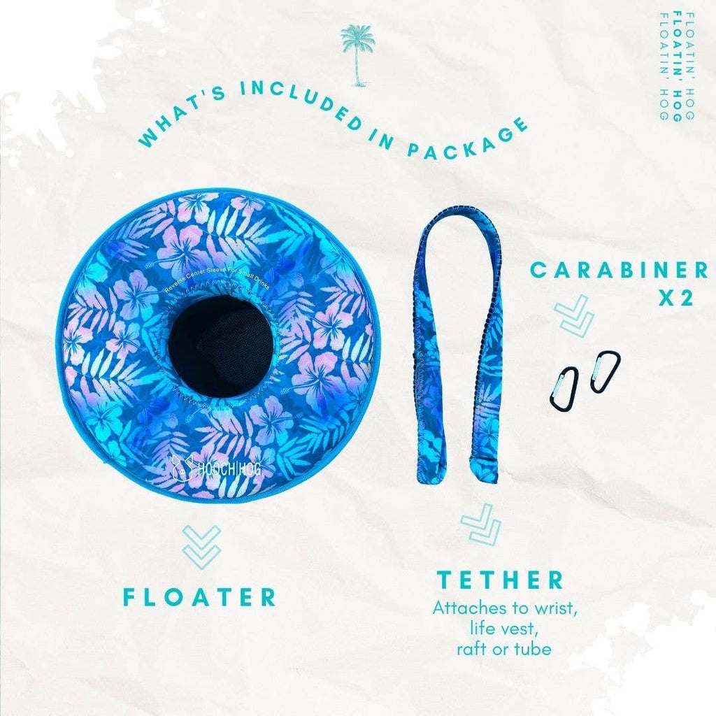Floating Cup Holder, Can Holder & Beer Holder [Blue Floral]