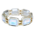 Blue Opal Crystal Rectangle and Gold Stretch Bracelet