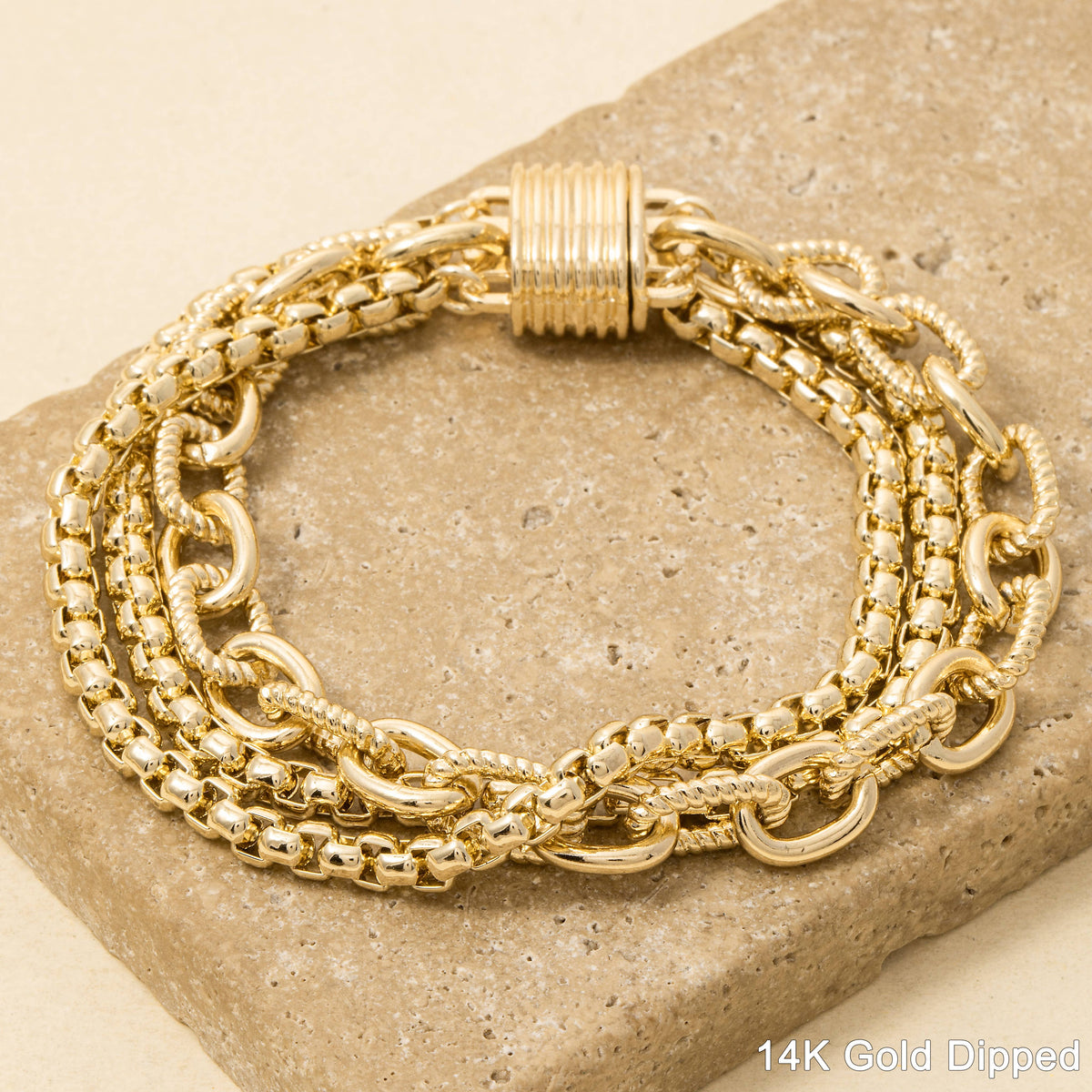 Assorted Chains Magnetic Lock Gold Plated Bracelet