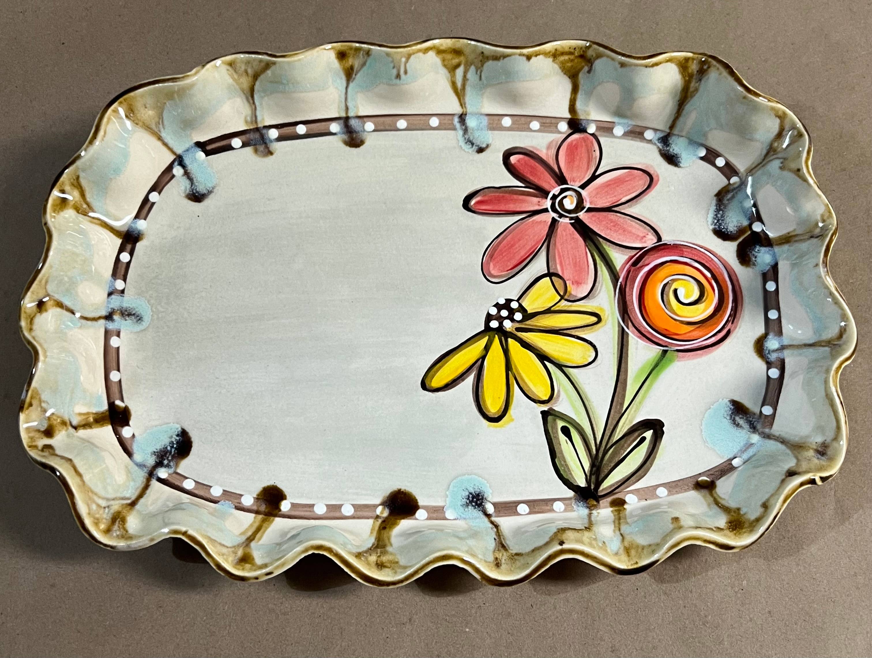 Oval Platter (Drip Flowers)