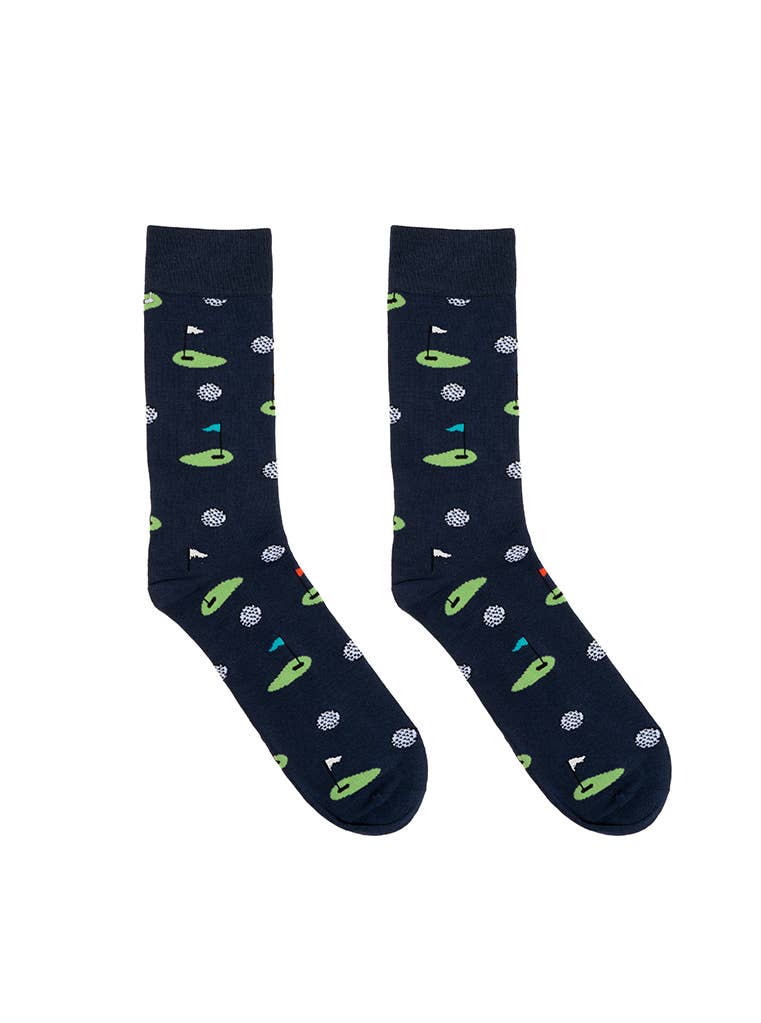 Men's Bamboo Crew Socks - Golfing - Blue