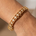 Milgrain Edge Pave Cz Clover Bangle Bracelet