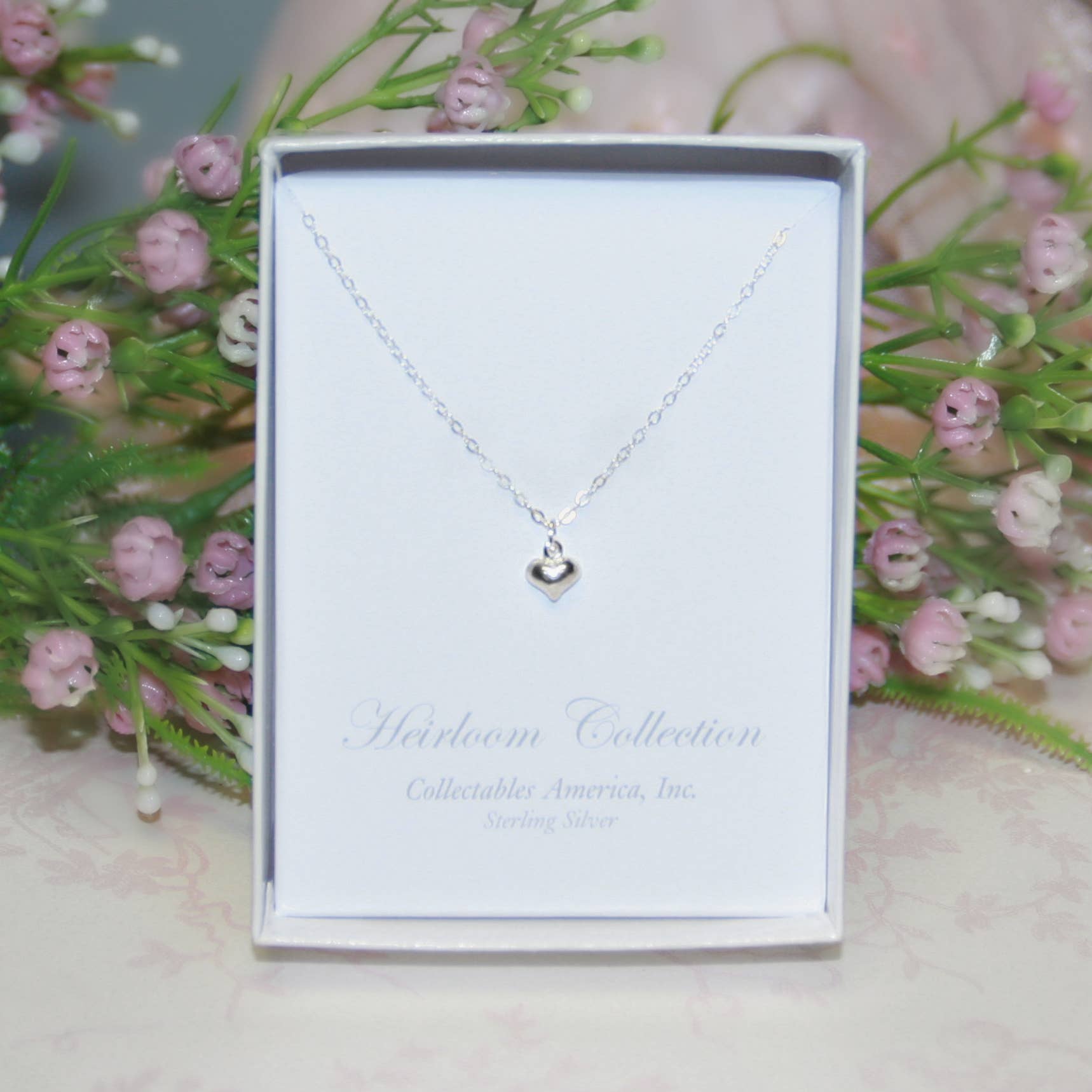 Sterling Silver Puffed Heart Necklace  STG-277