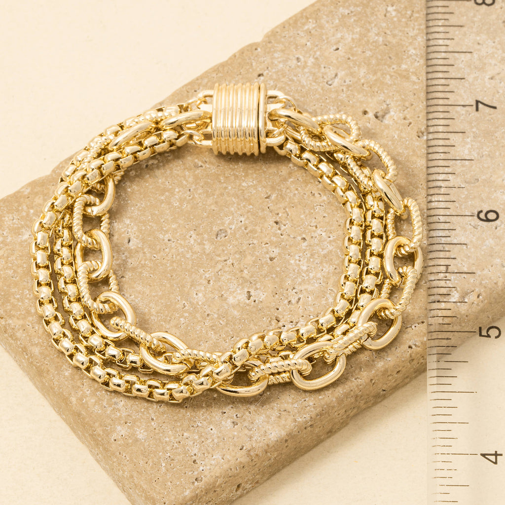 Assorted Chains Magnetic Lock Gold Plated Bracelet