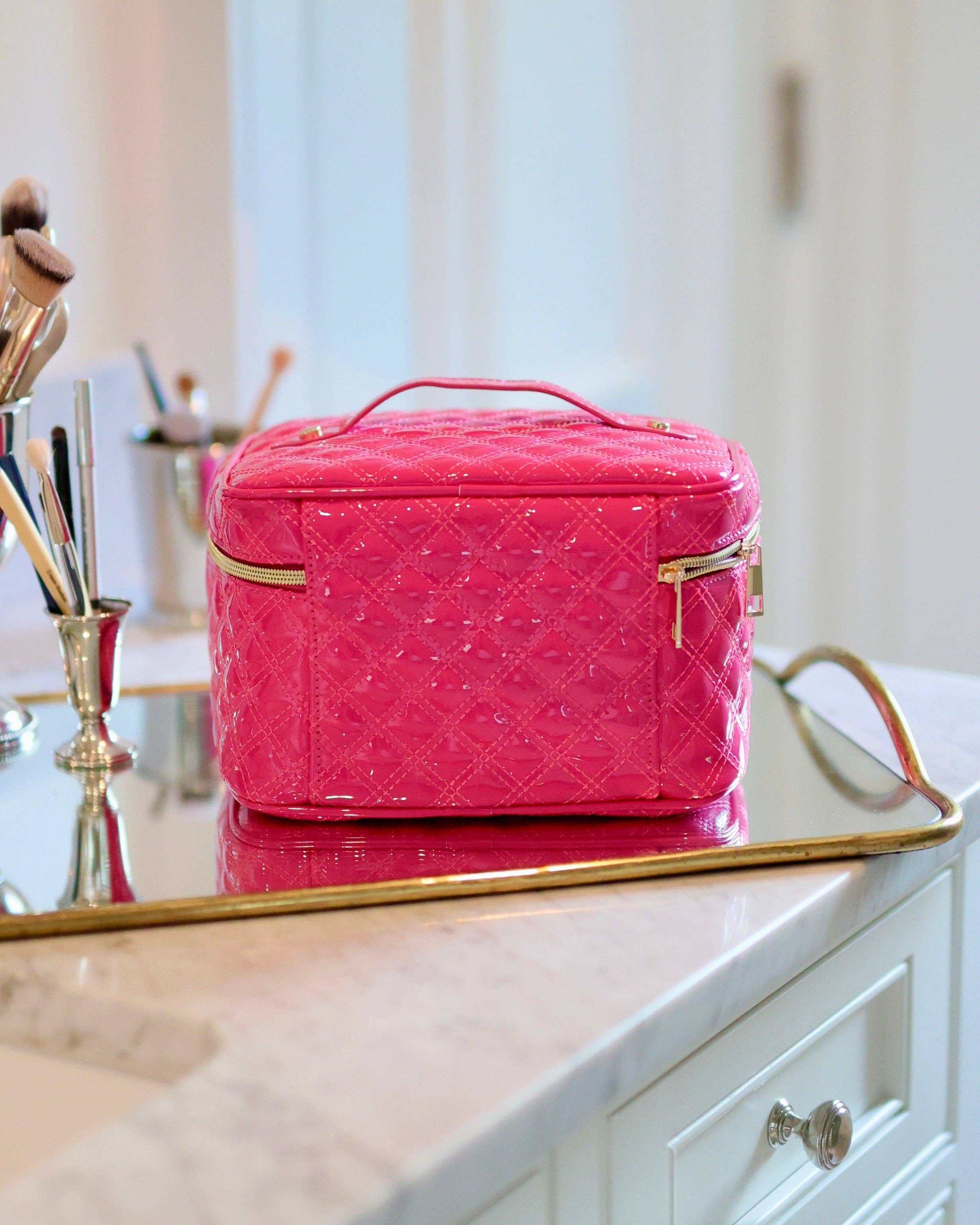 Hampton Train Case Hot Pink Patent