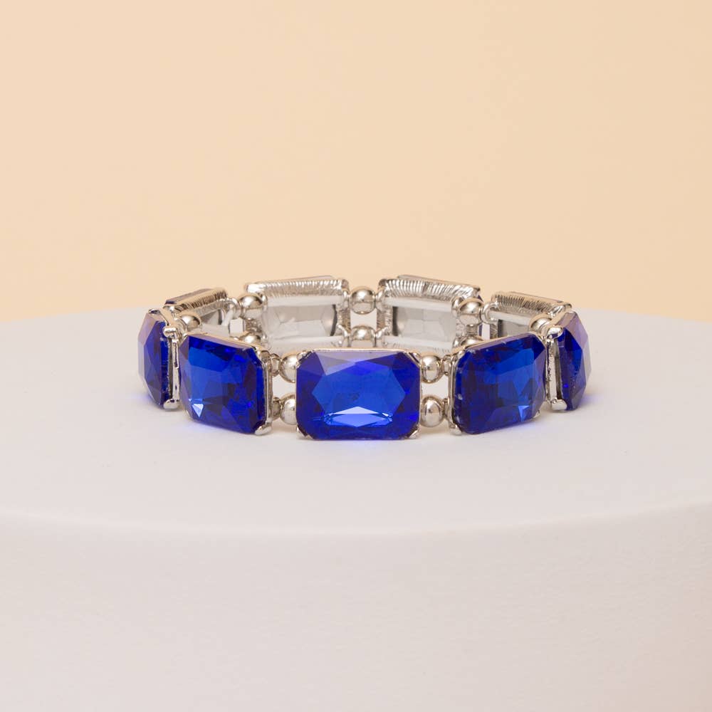 Emerald Cut Crystal Stretch Bracelet