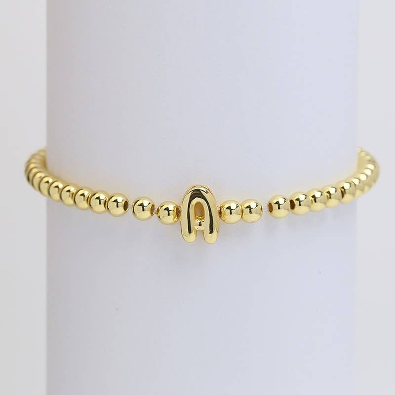 INITIAL MONOGRAM BUBBLE STRETCH BEAD BRACELET | 40B118