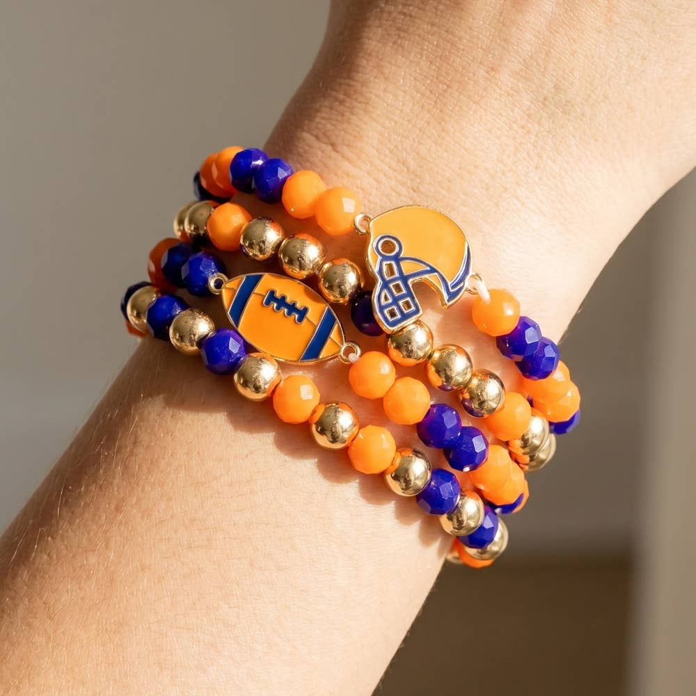 Enamel Football Charm Crystal Bead Bracelet