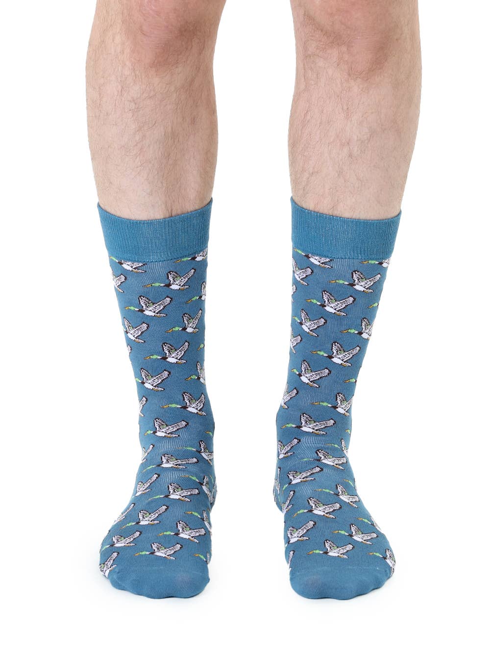 Men's Bamboo Crew Socks - Migrating Ducks - Blue