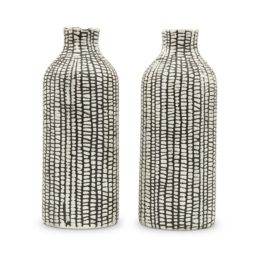 Black Tribal Patterned Decorative Table Vases