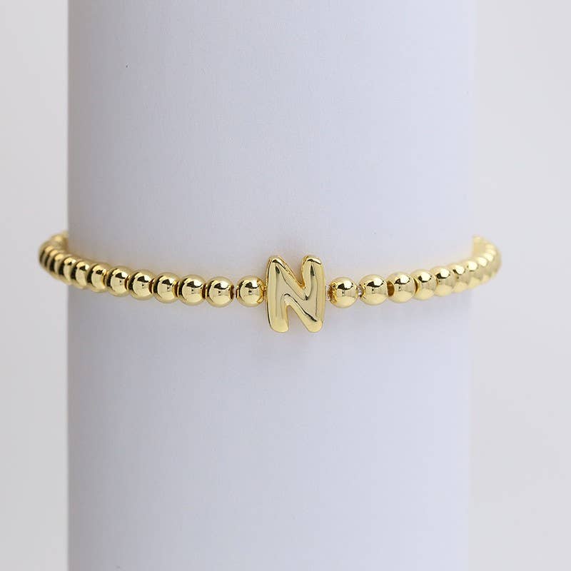 INITIAL MONOGRAM BUBBLE STRETCH BEAD BRACELET | 40B118