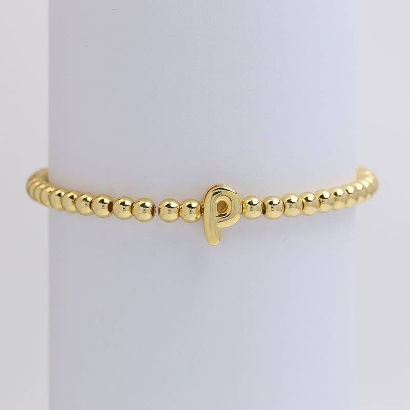INITIAL MONOGRAM BUBBLE STRETCH BEAD BRACELET | 40B118