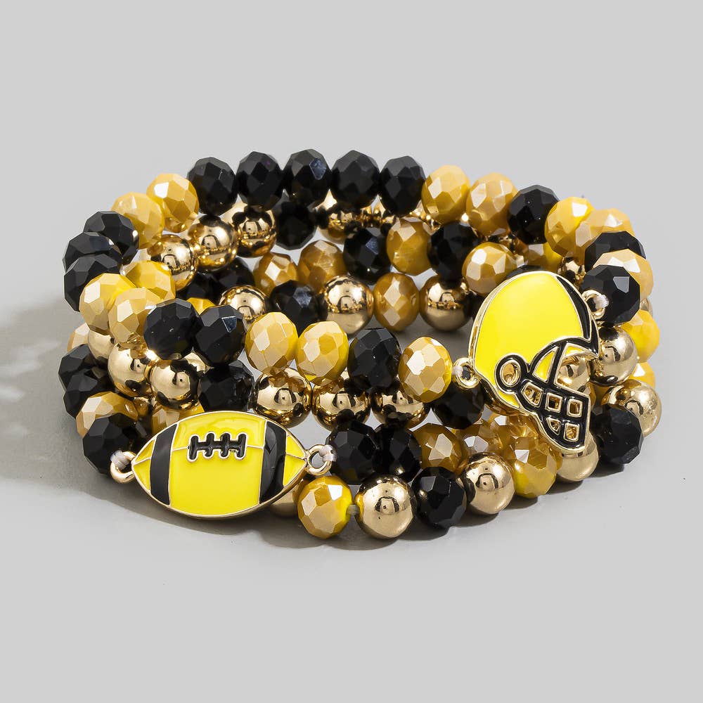 Enamel Football Charm Crystal Bead Bracelet
