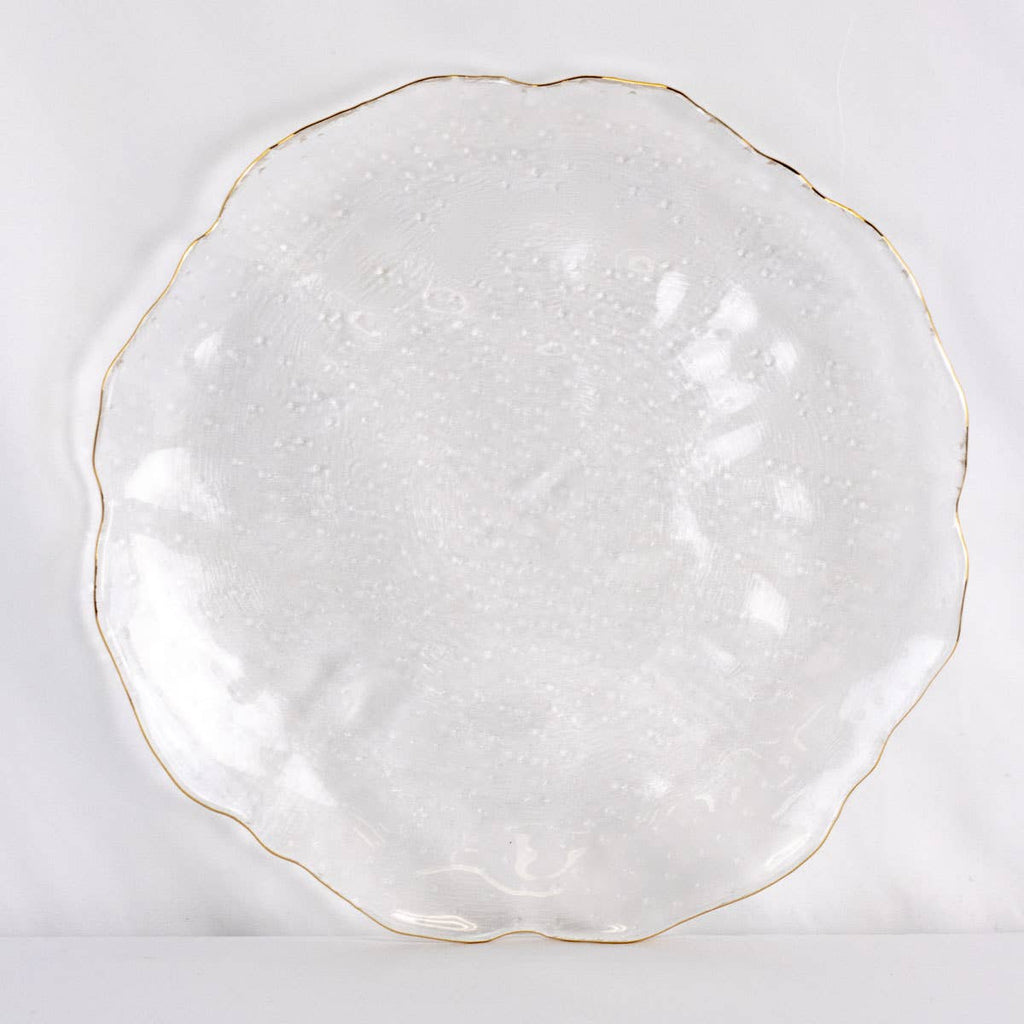 Bordeaux Glass Serving Platter    Clear/Gold   13"