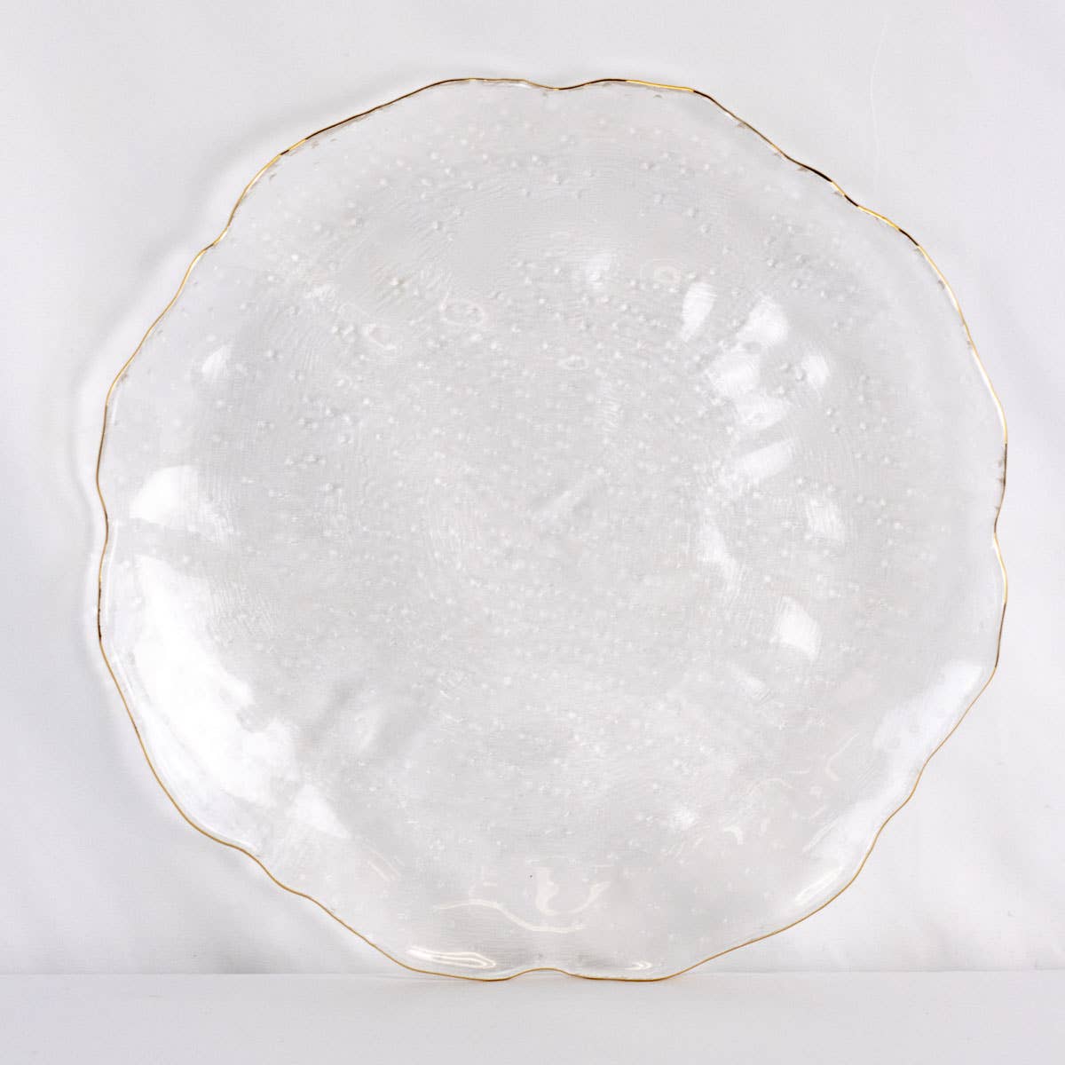 Bordeaux Glass Serving Platter    Clear/Gold   13"