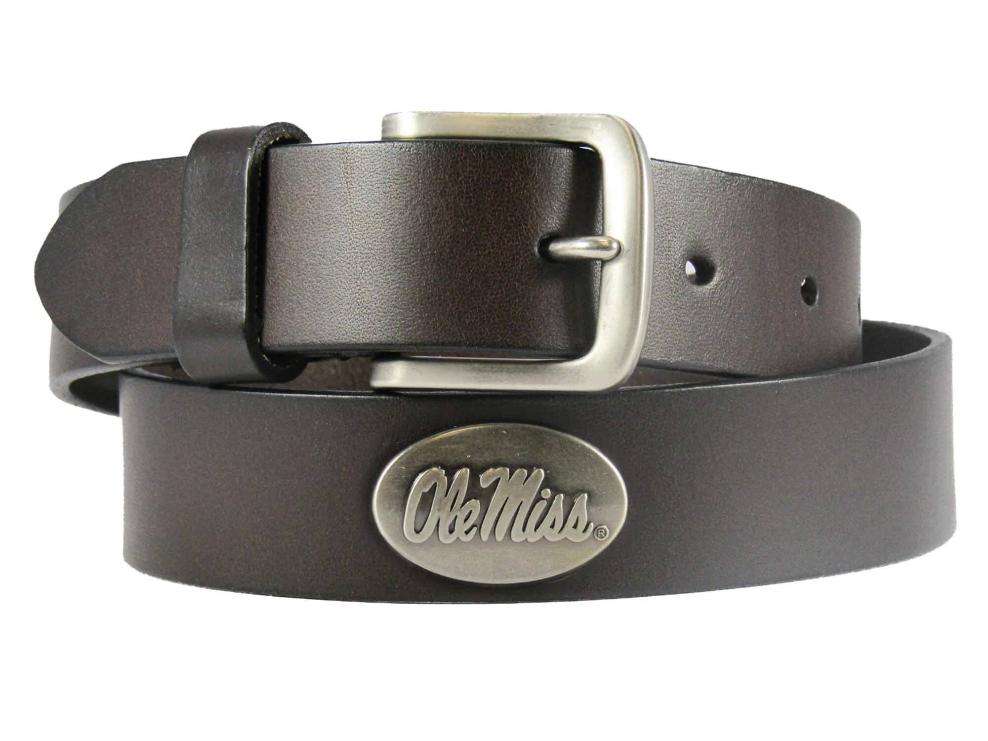Ole Miss Rebels Kids Collegiate Brown Leather Belt
