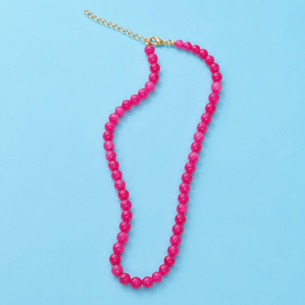 NATURAL AGATE GLASS SEMI PRECIOUS BEAD NECKLACE | 40NK9754