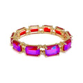 Hot Pink Rectangle Crystal Stretch Bracelet