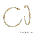 Water Resistant 3MM Pearl and Gold 2" Hoop Earring