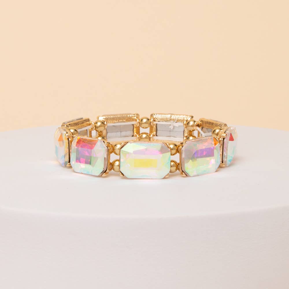 Emerald Cut Crystal Stretch Bracelet