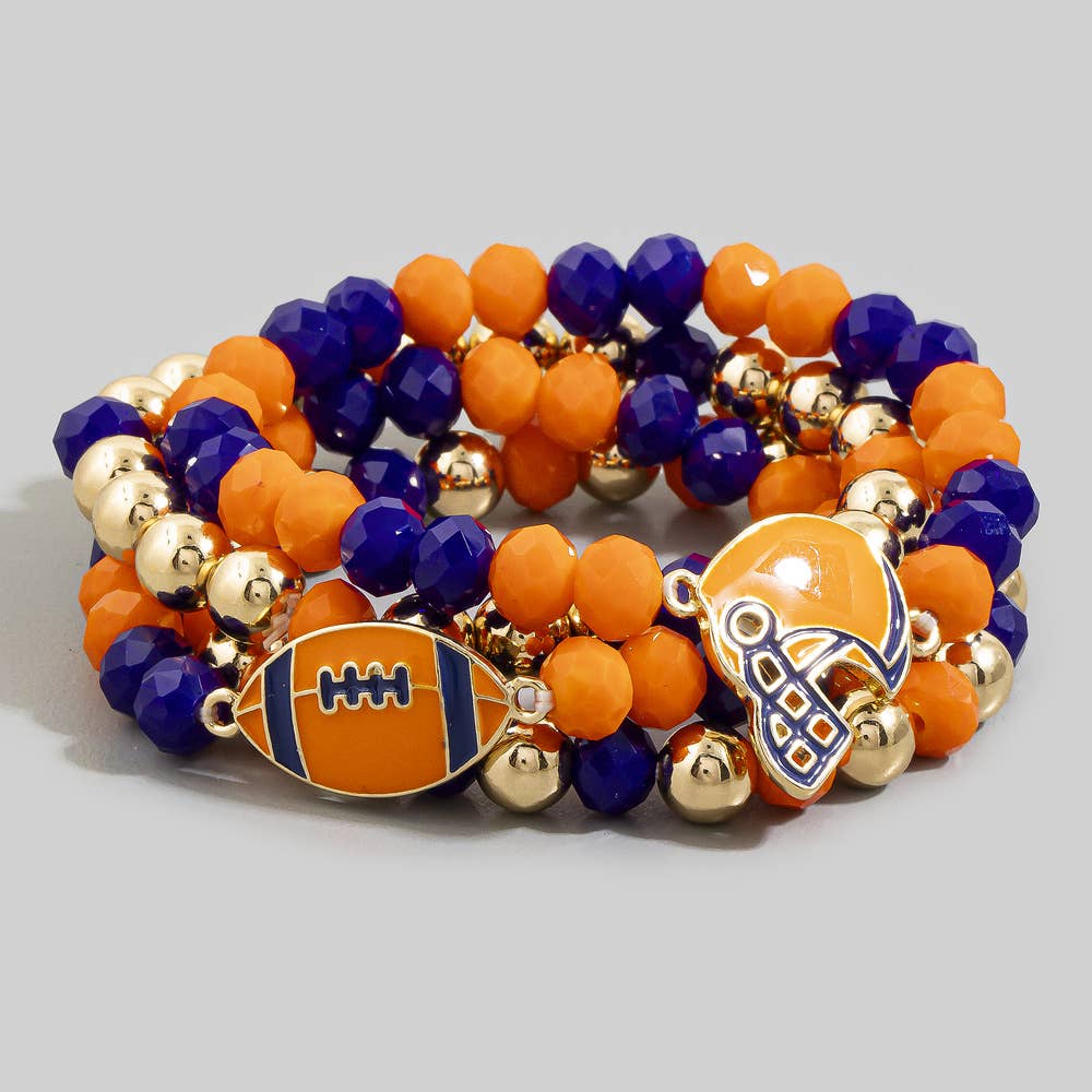 Enamel Football Charm Crystal Bead Bracelet