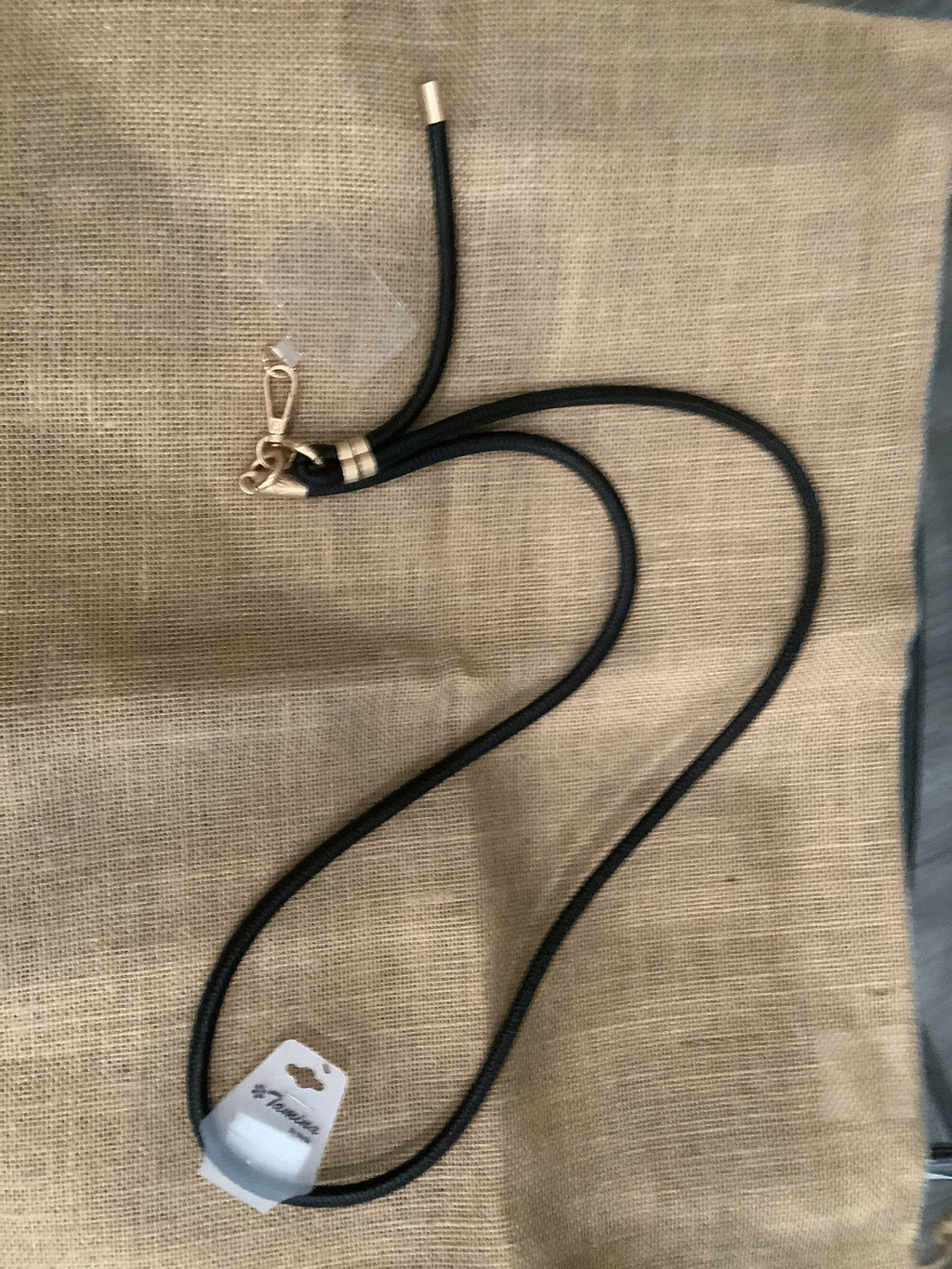 Black leather Cellphone Neck Strap