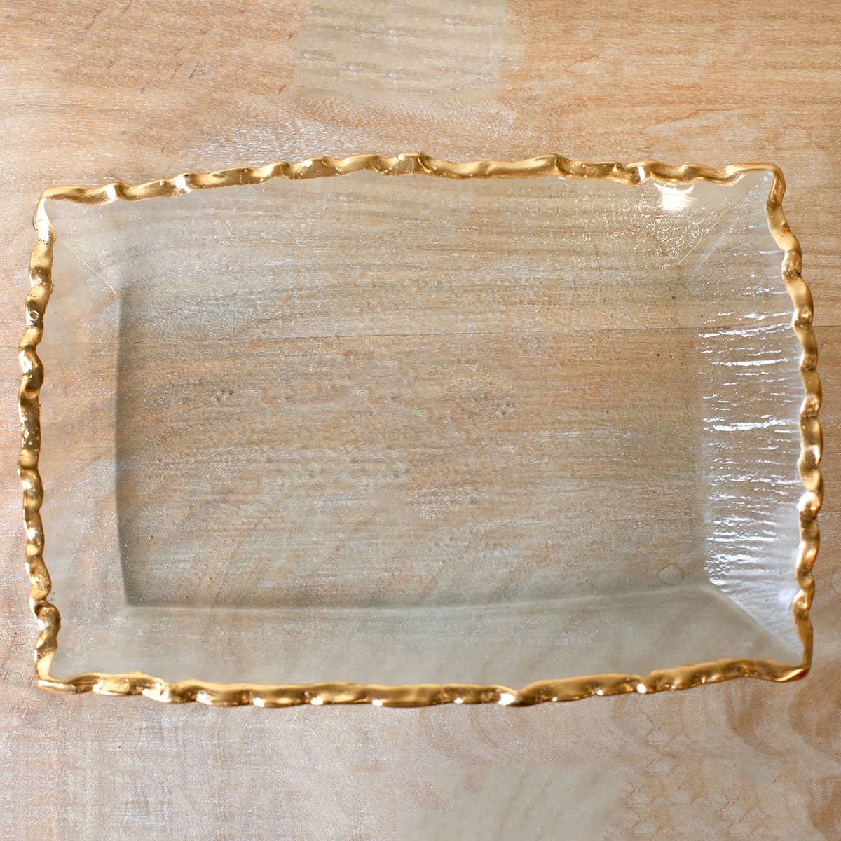 Seward Rectangle Serving Tray   Clear/Gold   11x7.75