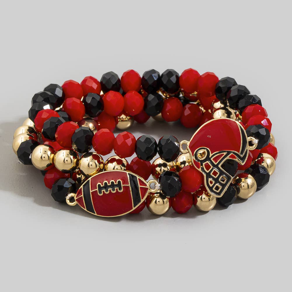 Enamel Football Charm Crystal Bead Bracelet