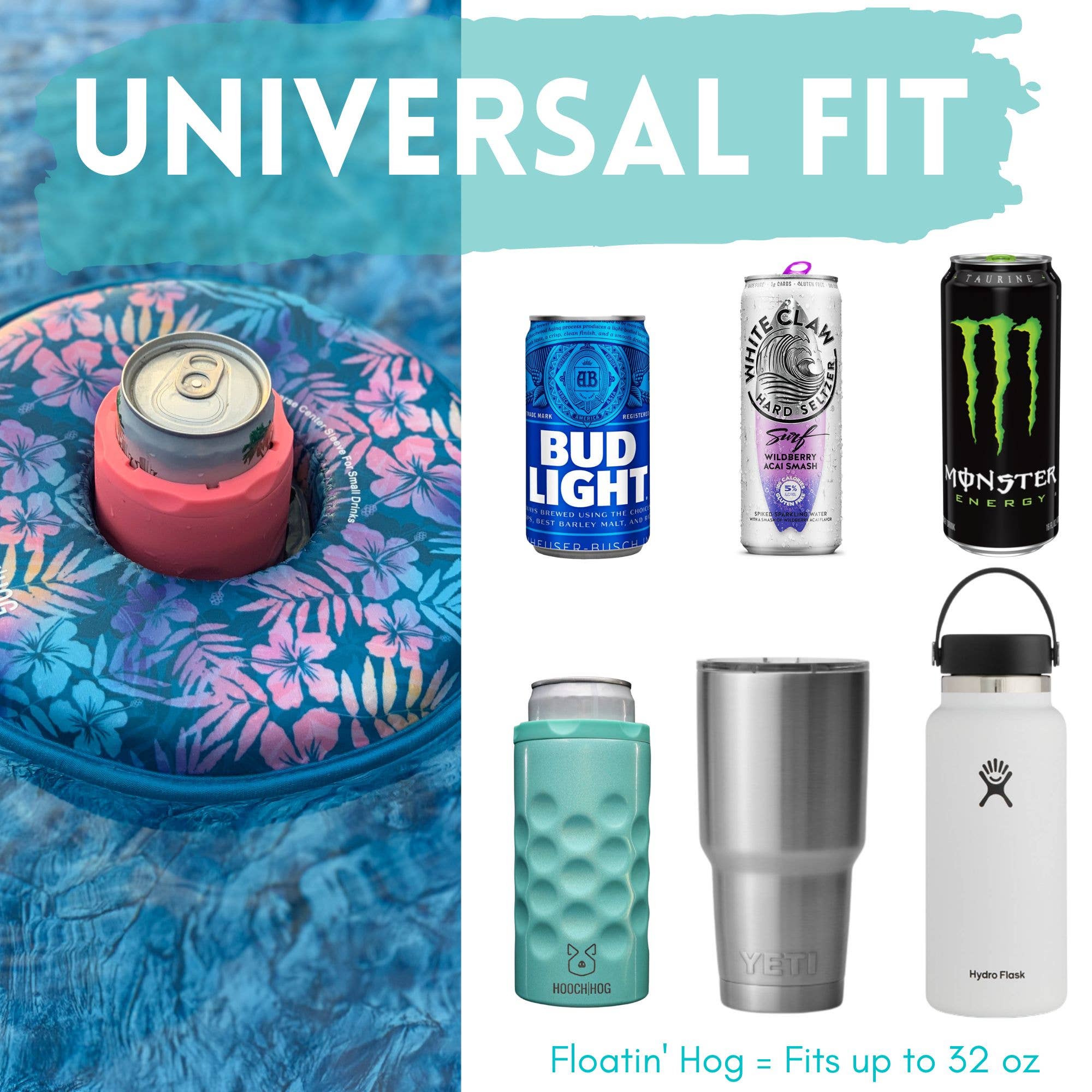 Floating Cup Holder, Can Holder & Beer Holder [Blue Floral]