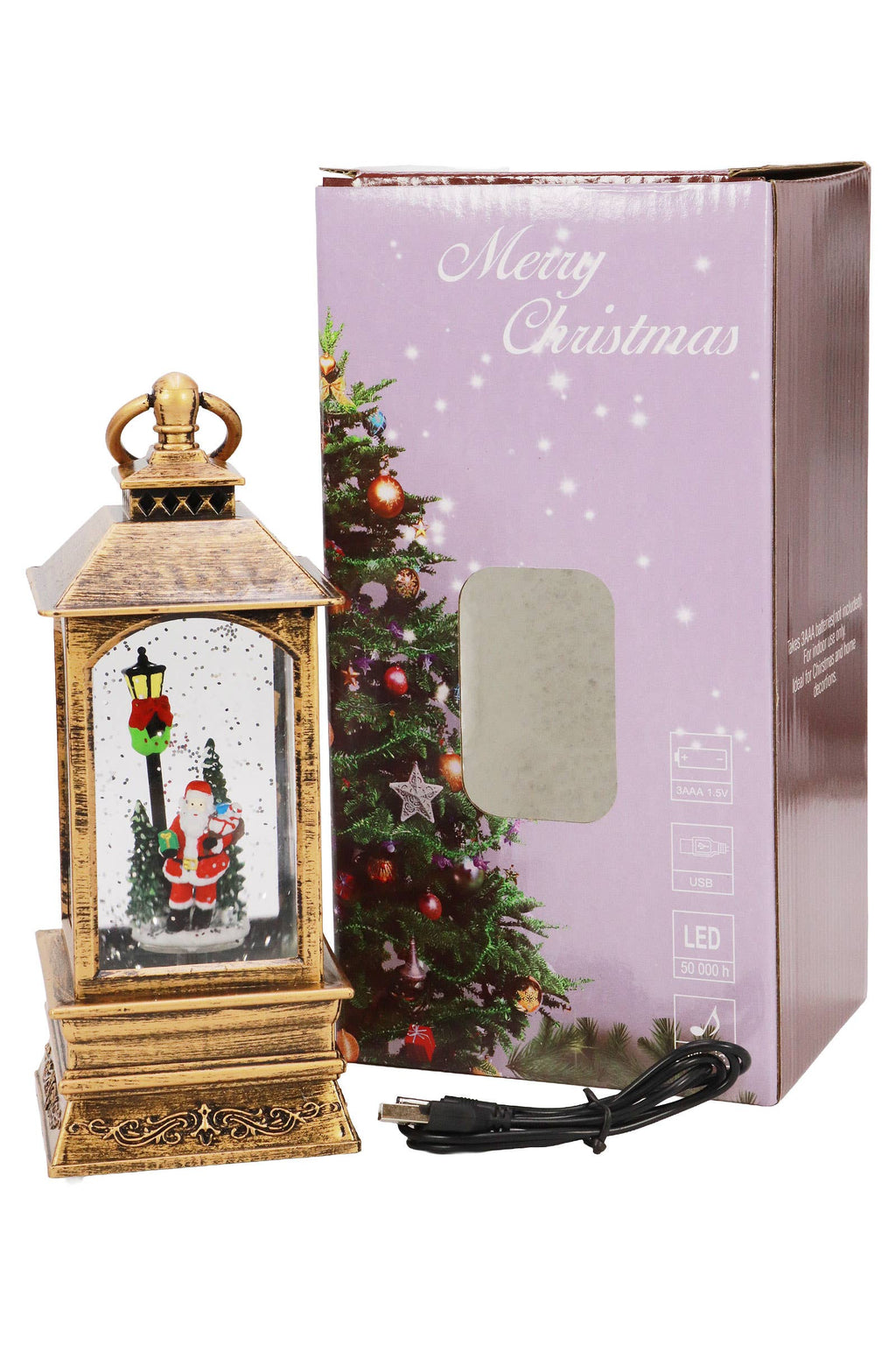 Vintage Christmas Glittering Music Led Lantern - Steady