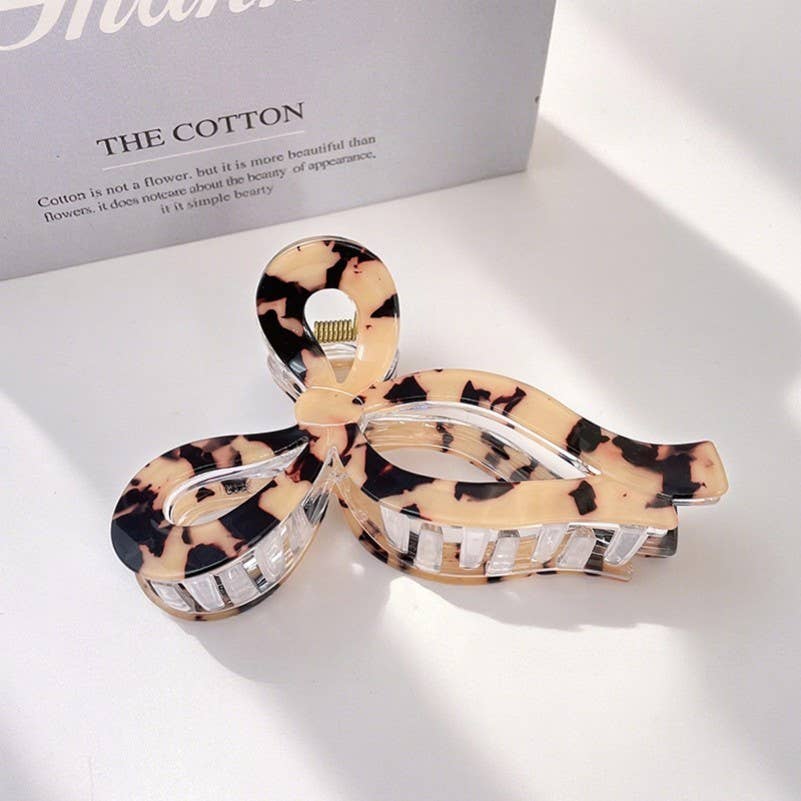 JUMBO ANIMAL LEOPARD PRINT BOW HAIR CLAW CLIPS | 40H1014