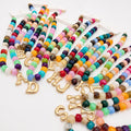 Multi Chunky Beaded Initial Charm Necklace Set | 40NK9655