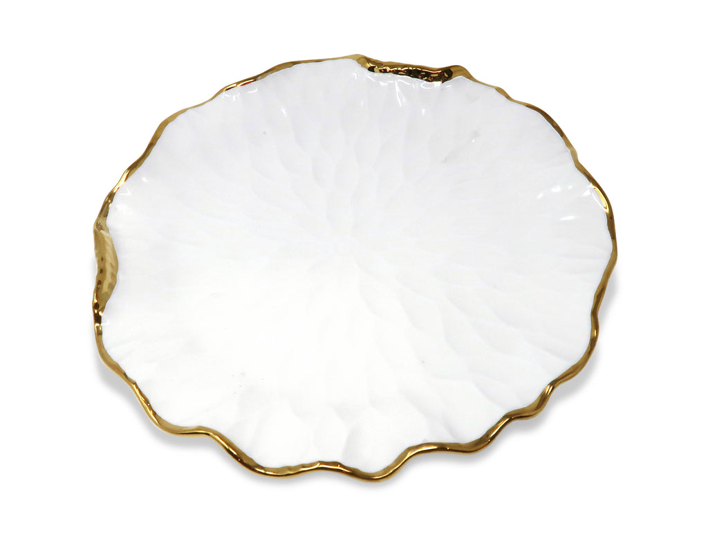 Dinner Plates New Bone China with Gold Scalloped Edge