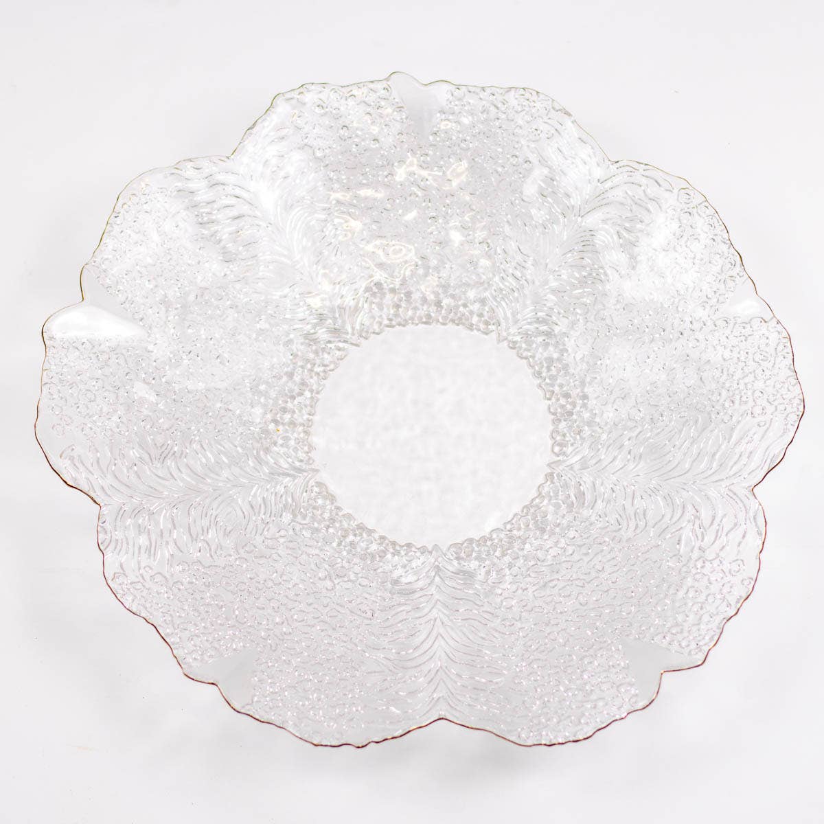 Cannes Glass Serving Bowl   Clear/Gold   12.5"