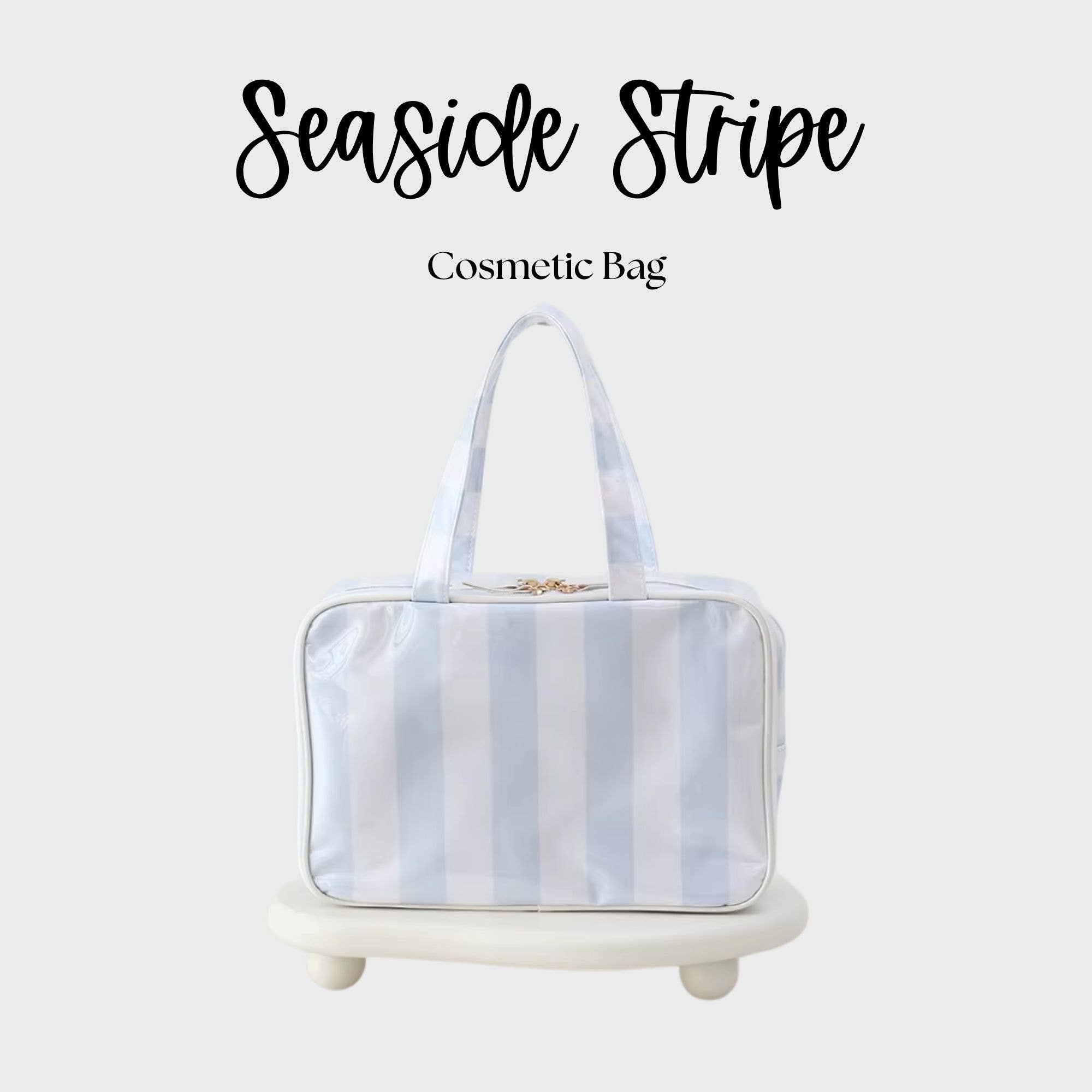 Waterproof Cosmetic Case PVC Make up Bag Seaside Stripes