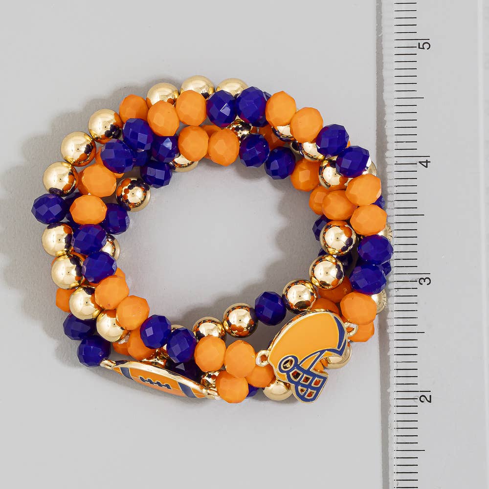 Enamel Football Charm Crystal Bead Bracelet